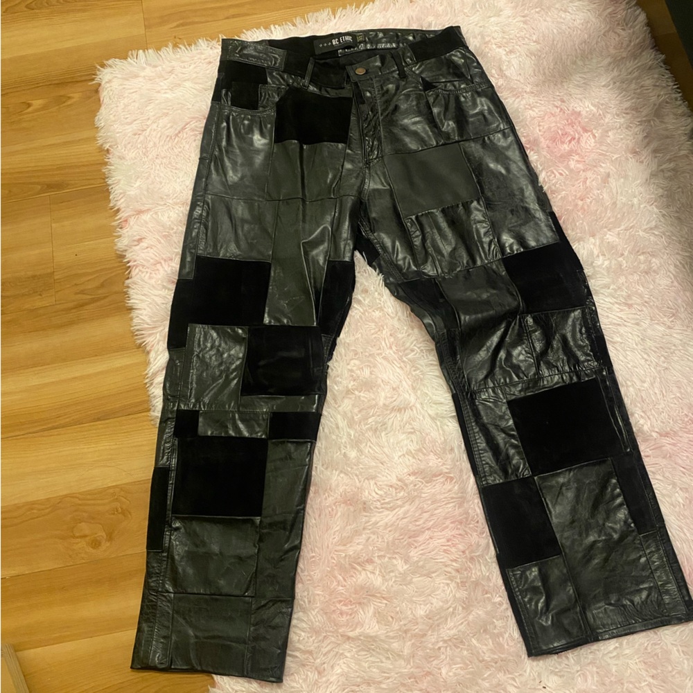 Bc Ethic Leather Patchwork Pants - image 1